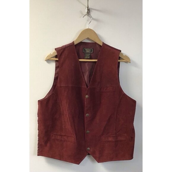 Snap Other - John L Blair Vest Men L Personal Choice 4 Snap Button Leather Western - Red 🤠